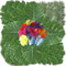 Lot de 96 feuilles de palmier artificielles - 4 types de feuilles tropicales Monstera et fleurs d'hibiscus - Plante tropicale - Plante de palmier - Pour la jungle, la plage, les mariages et les fêtes