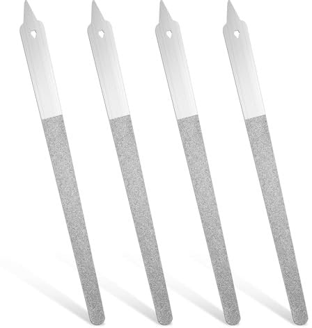 4PCS Metal Nail Files, Stainless Steel Diamond Nail File for Women Men, Stainless Steel Filer for Salon Home (6 Inch Long Silver)