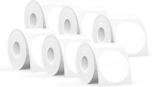 SUPVAN KATASYMBOL T50M Pro 6 Rouleaux d'étiquettes Thermiques Autocollantes Imperméables, φ 50 mm, 150 Pièces/Rouleau, Noir sur Blanc