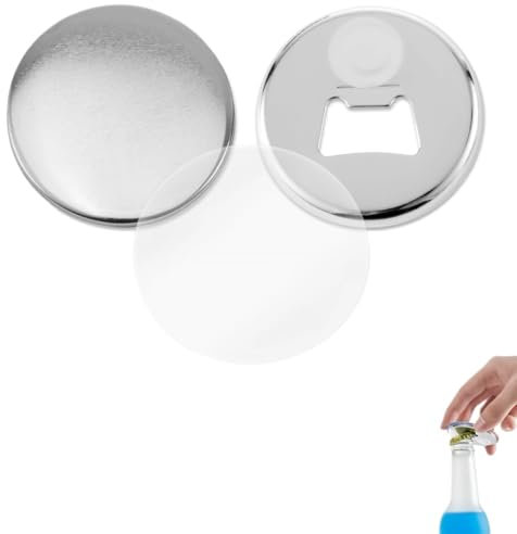 POOIQX 100 Piezas de botón de Metal de 58 mm, Suministros de Piezas, imán for Nevera, abridor de Botellas,Kit para Hacer Botones