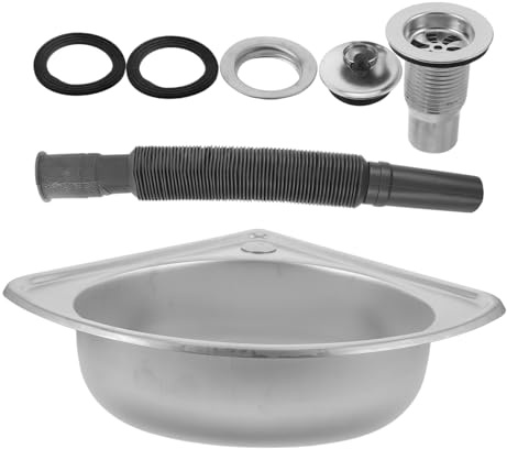 TOPBATHY Évier Camping Acier Inoxydable, Lavabo Simple Angle 1 Set | Petit Évier Camping, Lavabo pour Van, Éviers Encastrés, Forme Éventail, Cuve Simple Style Aléatoire