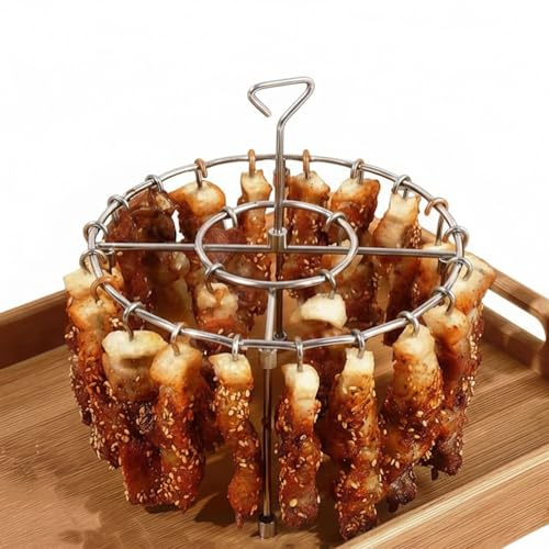 Rejilla para freidora de aire, diseño redondo para colgar, incluso calor, adecuado para asar carne/mariscos/verduras. Freidora/horno/ahumador universal (1 parrilla + 24 tiras de parrilla)
