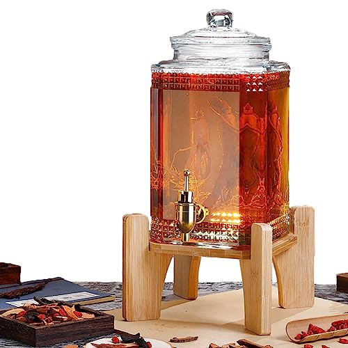 Getränkespender aus Glas, 3 l, 5 l, 7,5 l, mit Zapfhahn und Deckel, perfekt für kalte Getränke, Limonade, Bier, Saft, ideal für Büro, Camping, Partys und Veranstaltungen