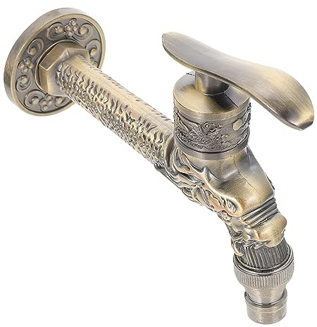 TEHAUX Robinet Mural Lave-linge en Alliage de Zinc Antique, Ouverture Rapide 1/2, Eau Froide, pour Buanderie et Salle de Bain, Installation Murale Prolongée, Usage Domestique,