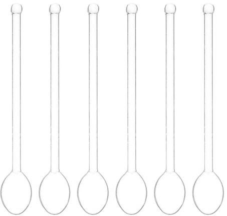 HIAKDOFT 6 Stück Glaslöffel Lang 5.59in Kaffeerührlöffel Aus Glas Für Cocktails Milch Kaffee Und Desserts Wiederverwendbar Ergonomischer Griff Für Küche Café Bar