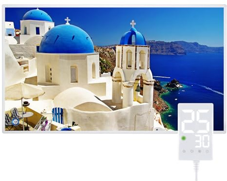 Hocosyme Chauffage Infrarouge 720 Watts Avec Thermostat Tactile, Montage Mural du Radiateur Infrarouge - 1-3 Minutes à une température de fonctionnement Jusqu'à 120 Degrés - PF