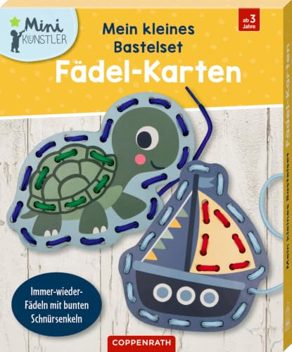 Mein kleines Bastelset: Fädel-Karten: Schildkröte / Boot: Fädelkarten Bastelset mit Schnürsenkeln für Kinder ab 3 Jahren (Mini-Künstler)