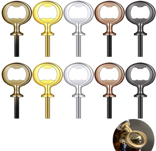 Smallterm 10Pcs Stainless Steel Bottle Opener Blanks Kit, Threaded Metal Beer Opener Inserts for DIY Projects