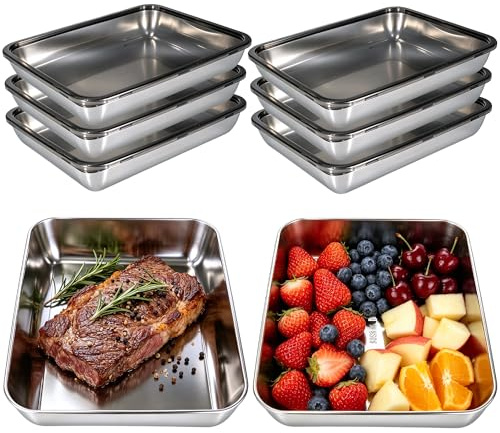 8 Pack Stainless Steel Food Containers with Lids, Large Metal Storage Boxes | Durable rectangular metal boxes with matching lids for food storage, meal prep, fridge organisation, and pantry items.
