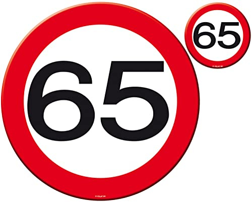 Folat - 65th Birthday Traffic Sign Placemat and Coasters Set - 4 pieces
