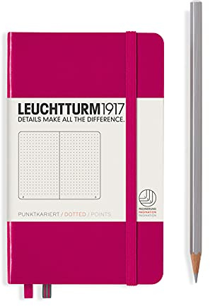 LEUCHTTURM1917 344805 Notebook Pocket (A6), 185 Numbered Pages, Dotted, Berry