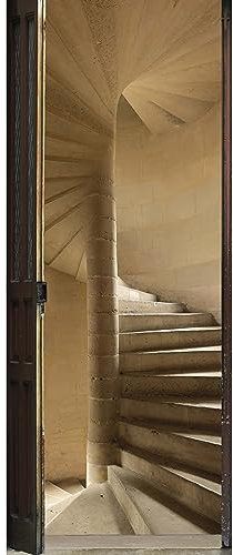 Plage 141016 Sticker Trompe l'œil Porte - Escalier à vis, 204 x 83 cm