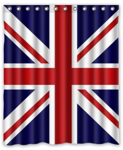 Drapeau du Royaume-Uni Union Jack Fond imperméable rideau de douche/bain : 60 x Curtain--Size 183 cm