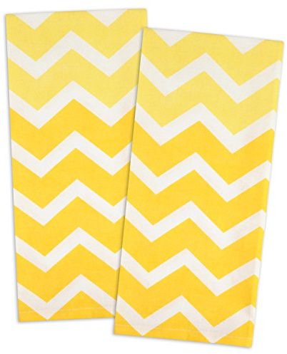 DII Kitchen Towel Collection Decorative Cotton Dishtowel Set, 18x28, Yellow Chevron, 2 Piece