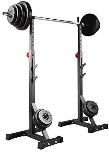 Hantelständer Hantelablage Langhantelständer Paar, geprüfte und zertifizierte Sicherheit nach EN 957, mit 50kg Langhantel Gewichten