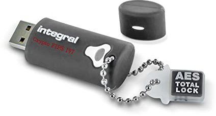 Integral Clé USB 4go Crypto-197 256-Bit 3.0 USB Mémoire Flash Drive cryptée - Certifiée selon la norme FIPS 197, Design étanche à double couche XTS-AES