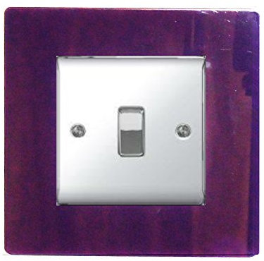 Single Light Switch Socket Coloured Acrylic Surround Finger Plate - Buy 2 GET Extra 1 Free (10 Colours) (Purple)
