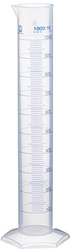 Brand Polypropylen Messzylinder, Hohe Form, Sechskantfuß, Transparent, 440mm Höhe, 1000mL Kapazität
