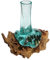 Vase décoratif Gamal - Vase en verre sur racine de teck de Bali - 20 cm