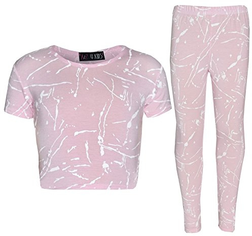A2Z 4 Kids Girls Top Kids Splash Print Crop Top & Legging Set