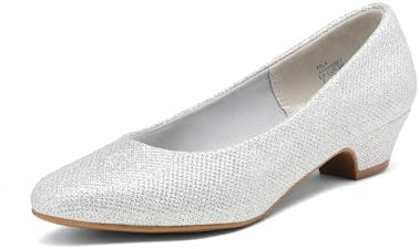 DREAM PAIRS Damen Chunky Geschlossene Zehe Niedrige Blockabsätze Arbeit Pumps Bequeme Runde Zehe,Size 37,Silber/Glitzer,Mila