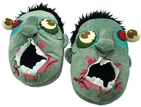 Eroilor Zombie Plush Slippers Monster Warmer Slippers One Size (3 to 6.5) Halloween Cosplay Costume Shoes Green(Size: 2)