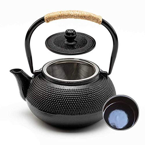 HwaGui Giapponese Teiera in Ghisa con Interno Smaltato,Bollitore con Filtro Come Regalo di Artigianato Sano 800ml / 25 oz