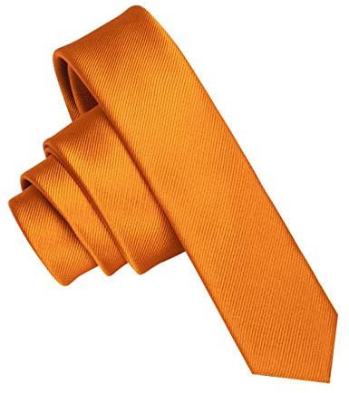 JEMYGINS schmale Herren Krawatte einfarbig in verschiedenen Farben 4cm, Hellorange, Slim