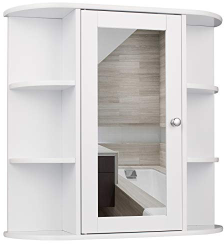 EUGAD Spiegelschrank für Badzimmer Hängeschrank Badschrank Spiegel mit Ablage Schminkschrank aus Holz 58 x 60 x 16 cm weiß