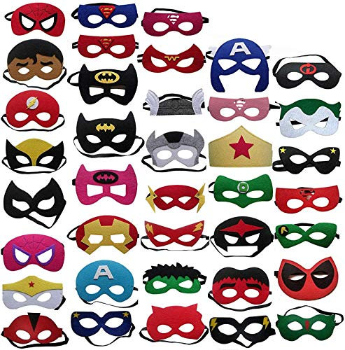 Maschere di Supereroi 38 Pezzi , per feste Bambini, Feltro, Mascherine del Partito, Cosplay Adulti