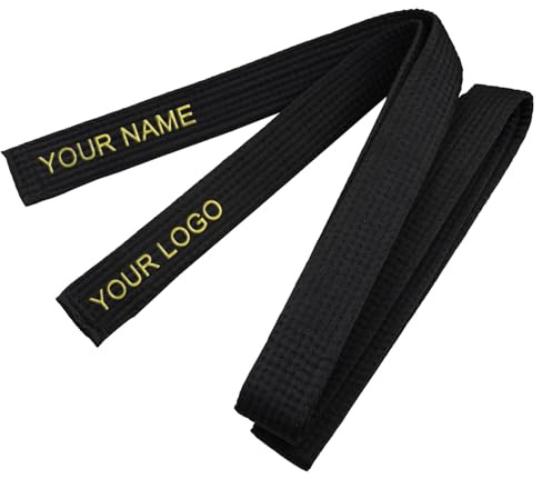 TopTie Custom Embroidered Karate Belt, Martial Arts TaeKwonDo Judo Rank Belt-Black-Size 5