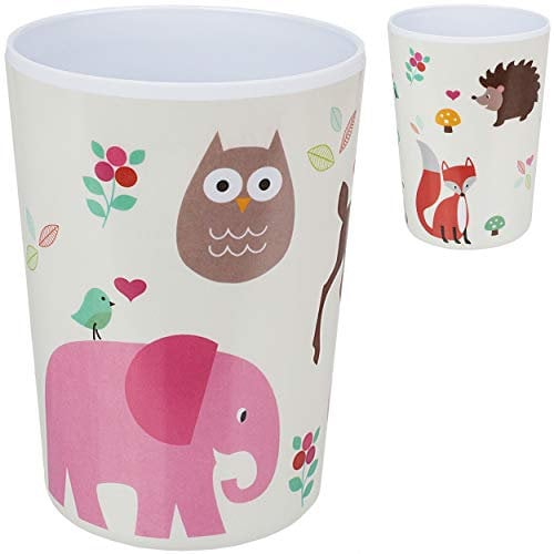 alles-meine.de GmbH Trinkbecher/Becher - Waldtiere & Zootiere - Elefant - REH - Eule - 350 ml - BPA frei - aus Melmin/Kunststoff - Tasse - Zahnputzbecher/Malbecher - Kinder..