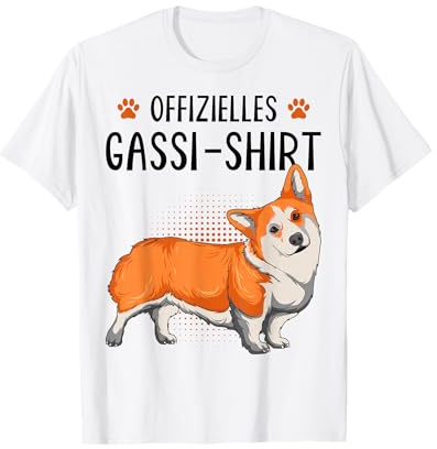 Süße Corgi Hund Geschenke Offizielles Gassi Shirt Corgi Hund Hundehalter Frauchen T-Shirt Weiß Cartoon Corgi Dog Pattern Klein Klassische Passform Kurzarm Pull-On Unisex Kinder Damen Herren Alle US S