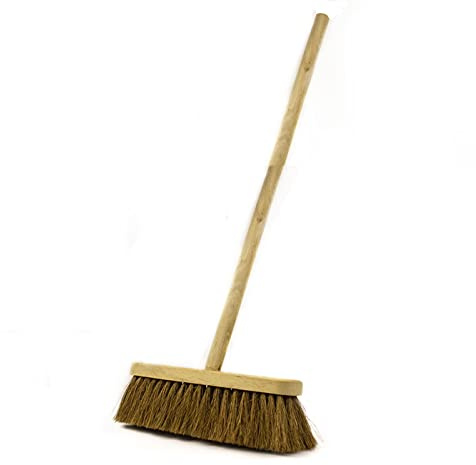 Childrens Kids Toy Play Rustic Broom Sweeping Brush with Wooden/Wood Handle for Babies Toddlers Childs Outdoors Gardening (1x Children's Broom)