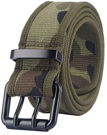 ZhuiKun Cinturón Militar Táctico para Hombre Mujer con Hebilla de Doble Punto Correa de Lona de Nailon - Camuflaje,110cm