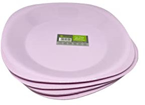 Reusable ECO Unbreakable Colourful Plastic Dinner Flat Plate Set-of-4 - Shatterproof - 100% Food Safe - Perfect for Camping, Indoors, Outdoors, and picnics (Light Purple, Medium)
