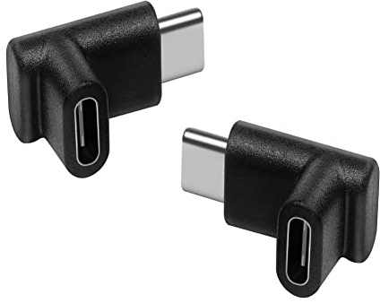 KUYiA USB-C-Stecker auf Buchse, Hi-Speed Typ C auf C USB 3.1 Verlängerungsstecker-Konverter, 90 Grad abgewinkelt, OTG-Konverter, kompatibel mit MacBook, Laptop, Tablet, Handy, 2 Stück