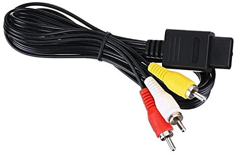 Gamer Gear N64 SNES GC Compatible RCA AV Cable - Composite TV Display Cable Replacement Wire (1.8m / 6ft)