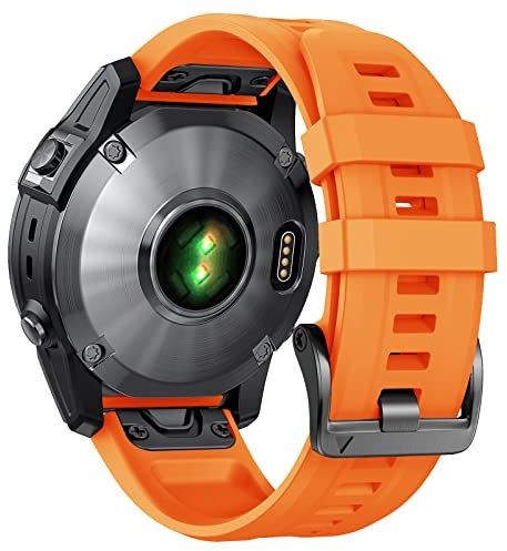ANBEST Armband für Garmin Fenix 7 Pro/6 Pro/EPIX 2 Armband, 22mm Quick Fit Ersatzarmband für Fenix 6/5/EPIX Pro 47mm/Forerunner 955/965/945/935/Approach S62/Descent G1 Armbänder, Orange