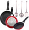 PACK DE 3 SARTENES SAN IGNACIO Ø16CM Ø20CM Ø24CM + SET DE 3PC UNTENSILIOS DE COCINA EN ACERO INOXIDABLE
