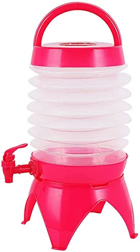 Youning Faltbarer Getränkespender 5,5L Saftspender Limonadenspender mit Ständer & Wasserhahn Faltbar Wasserspender mit Zapfhahn Getränke Spender für Limonaden, Säfte und Schorlen (Rosa)