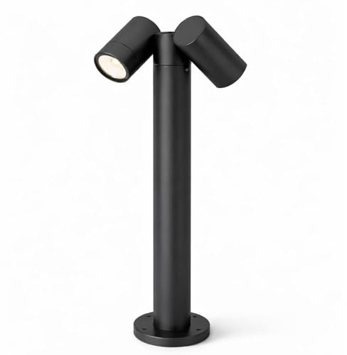 HOFTRONIC - Aspen - LED Pollerleuchte 45cm Schwenkbar - GU10 6500K Tageslichtweiß Dimmbar - Sockkelleuchte außen - Außenwegeleuchte schwarz