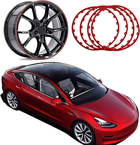 felgenschutz Felgenschutz, 16-20 Zoll Felgen Nabenschutz Dekorstreifen, 4 STÜCKE Autofelgen Kantenschutz Radschutzring Auto Reifenschutz (Color : Red, Size : 16)