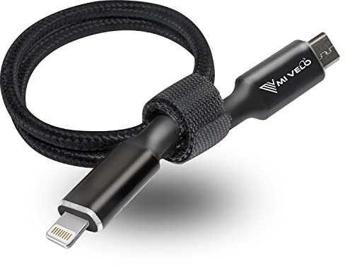 MIVELO E-Bike Ladekabel für Bosch Intuvia, Kiox(außer 300), Nyon (alt) - für iPhone lightning oder Android USB-C, Micro USB Kabel für E-Bike Display 35 cm, OTG-Funktion, eBike Zubehör,