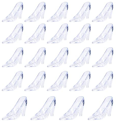 ZYFLSQ Mini-Hausschuhe aus Kunststoff, Aschenputtel, 8,9 cm, Glasabsätze, Prinzessin, für Hochzeit, Geburtstag, Party, Tischdekoration, transparent, 24 Stück