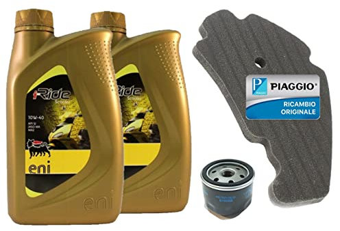 KIT TAGLIANDO FILTRO OLIO FILTRO ARIA + OLIO ENI PER PIAGGIO BEVERLY 400 - PIAGGIO BEVERLY 500 ORIGINALE.