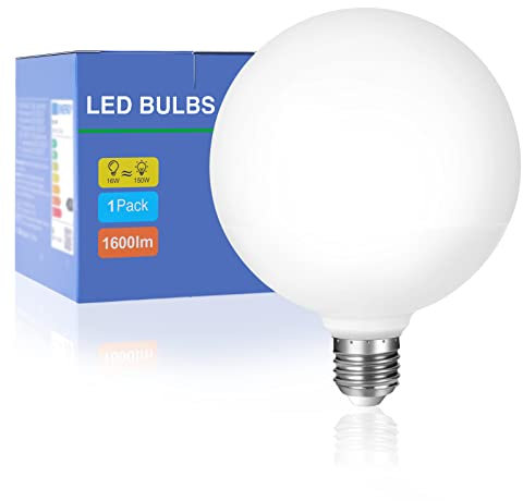 EX UP E27 Globo Lampadina a led,Luce Calda 3000k, Attacco Edison Grande,G120 16W, Base Classic Bulbo risparmio energetico(Equivalenti 150 W),1600lm Non Dimmerabile Nessun Sfarfallio 1 Pezzi