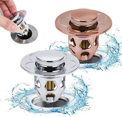 MnPalettey 2 Stück Flixfilter Abfluss, Flixs Filter Waschbeckenstopfen – Holuvo Waschbeckenstopfen, Universal Pop-Up Waschbeckenstopfen für Küche, Wanne, Waschbecken (2St)