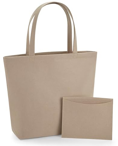 BagBase BG721 Felt Shopper - Stylish Tote for Beach, College & Work – Durable Polyester Felt Handbag - Sand