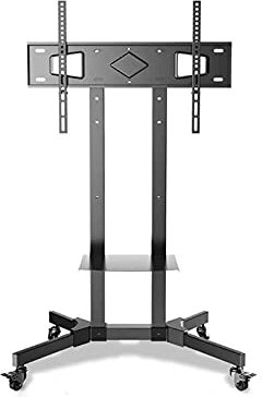 CAZARU 32-65-Zoll-Fernseherständer auf Rädern, TV-Riser-TV-Halterungen, Ständer und Plattenspieler, Bürowagen-Bodenhalterung, Max. Belastung 60 KG/132lb